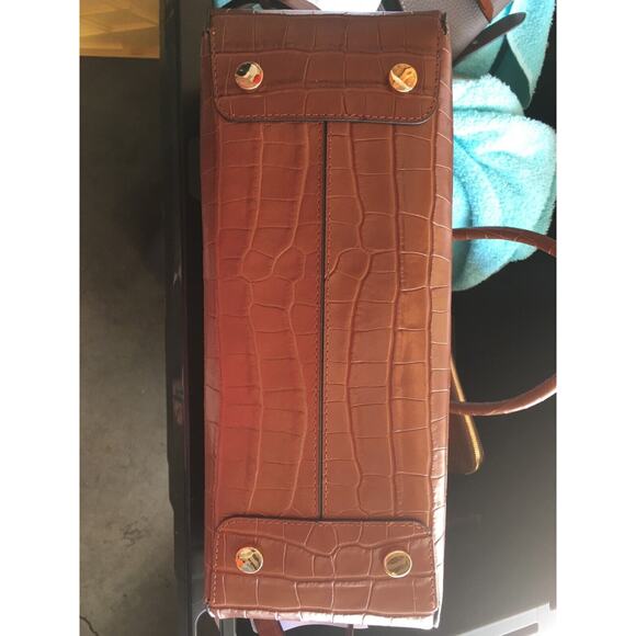 MICHAEL KORS EMBOSSED LEATHER SATCHEL Chestnut Brown NWT - Picture 4 of 8